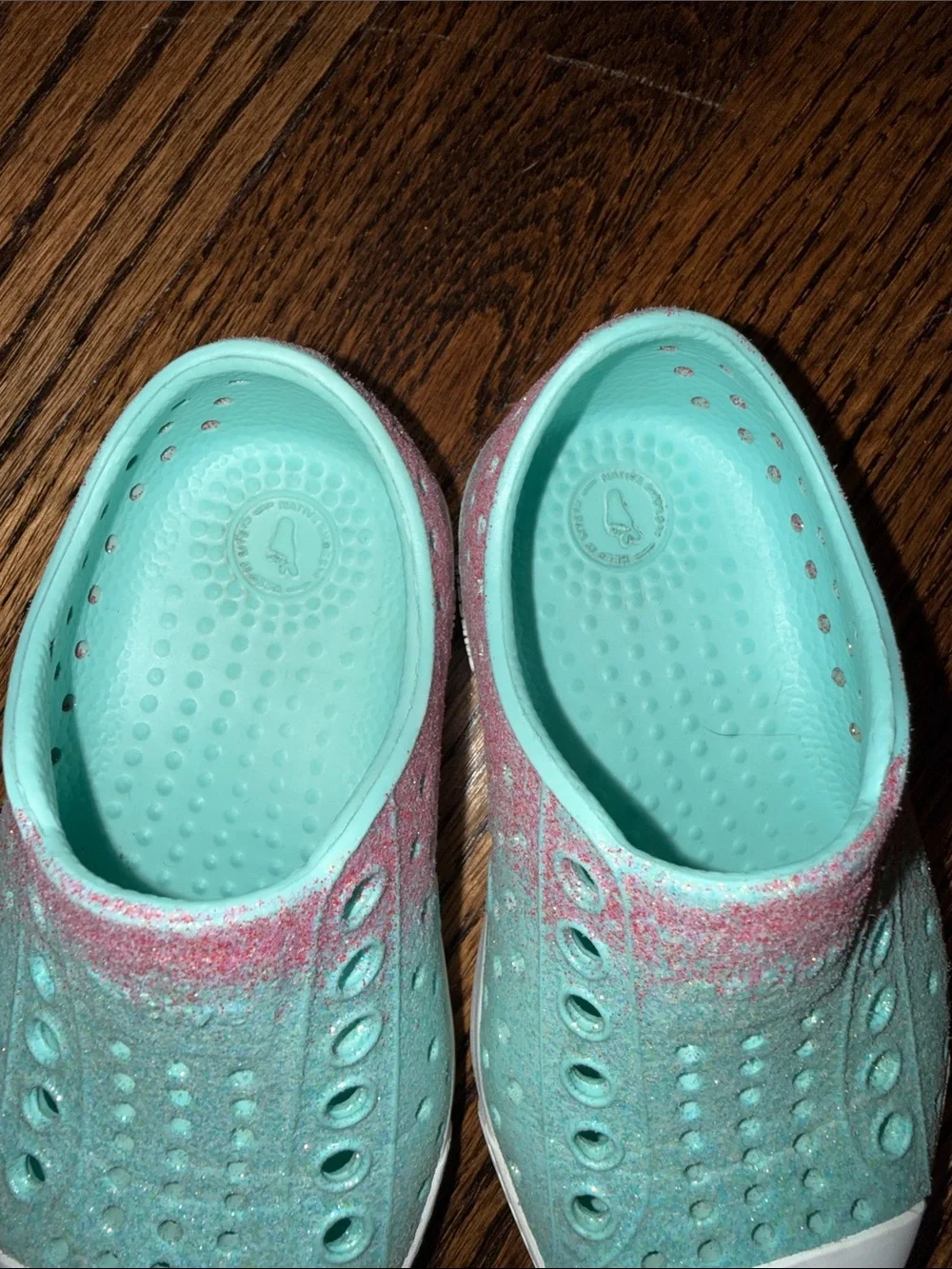 Native Blue & Pink Sparkle Slip-On Water Shoes Size 5